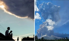 Video ngọn núi lửa hoạt động mạnh ở Indonesia phun trào, cột khói cao 18 km