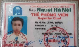 Thẻ PV mang tên Lê Đại Thành do báo Người Hà Nội cấp, thẻ này được cấp vào ngày 12/1/2015 và có giá trị đến ngày 11/1/2018