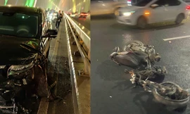 Ô tô va chạm xe máy trên cầu Nhật Tân khiến một người tử vong