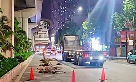 Hà Nội: CSGT 'truy' xe làm rơi đất ra đường, phát hiện thêm lỗi quá tải