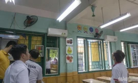 Em N.T.M.T bị thương ở vùng trán.