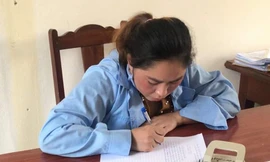 Đối tượng Nguyễn Thị Lan tại cơ quan Công an.