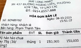 Hình ảnh tờ hóa đơn được chia sẻ trên mạng xã hội.