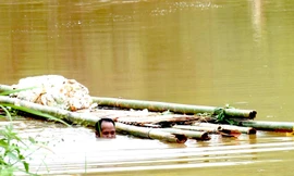 Người dân phải dùng bè vận chuyển nông sản do việc Thuỷ điện Plei Kần tích nước trái phép