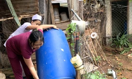 Diệt loăng quăng bằng cách làm sạch các vật dụng chứa nước, ảnh Như Ý