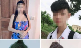 Hình ảnh người phụ nữ và nam sinh được đăng trên mạng xã hội.