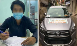 Tài xế P. và phương tiện tại Công an.