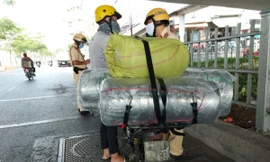 Lực lượng CSGT TPHCM xử lý phương tiện vi phạm.