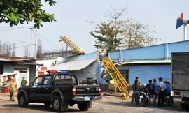 Hiện trường cần cẩu sập.