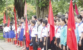 Học sinh trong lễ tổng kết. 