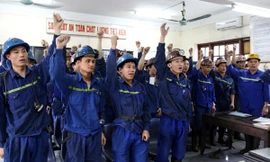 Đội ngũ công nhân quyết tâm hưởng ứng AT-VSLĐ.