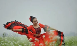 Cô giáo 9X nhảy flamengo giữa cánh đồng hoa cả trắng