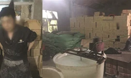 Cơ sở sản xuất sứa giả bị triệt phá. Ảnh: People.cn