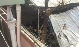 Hàng chục xe máy đang bị tạm giữ bị ngọn lửa thiêu rụi