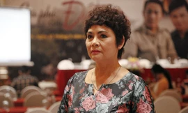 NSND Minh Châu trong buổi ra mắt phim truyền hình "Gia phả của đất" do NSƯT Quốc Trọng làm đạo diễn. Ảnh: VFC.