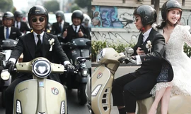 Phan Hiển chơi lớn, đón "cô dâu tháng 12" Khánh Thi về dinh bằng dàn mô tô cực ngầu