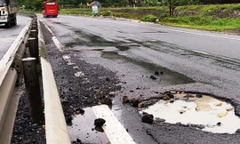 Ổ gà, ổ trâu chình ình trên đoạn quốc lộ nghìn tỷ qua TT-Huế 