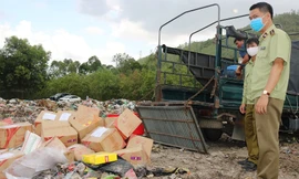 Tiêu hủy gần 6.000 hũ yến sào không rõ nguồn gốc.