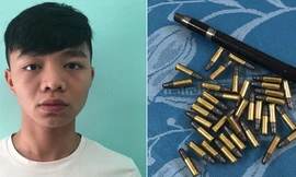 Trần Đức Huy và tang vật.