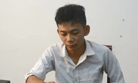 Nguyễn Trung Trí tại cơ quan công an.