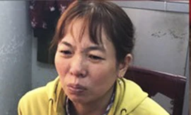 Bà Sương tại cơ quan công an.