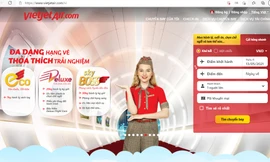 Giao diện phiên bản website mới của Vietjet. Ảnh chụp màn hình.
