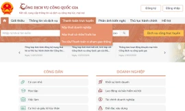 Giao diện Cổng Dịch vụ Công Quốc gia