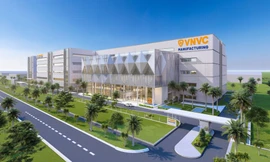 Tổng thống Pháp và Phó Chủ tịch nước bấm nút khởi công Nhà máy Vắc xin và Sinh phẩm VNVC