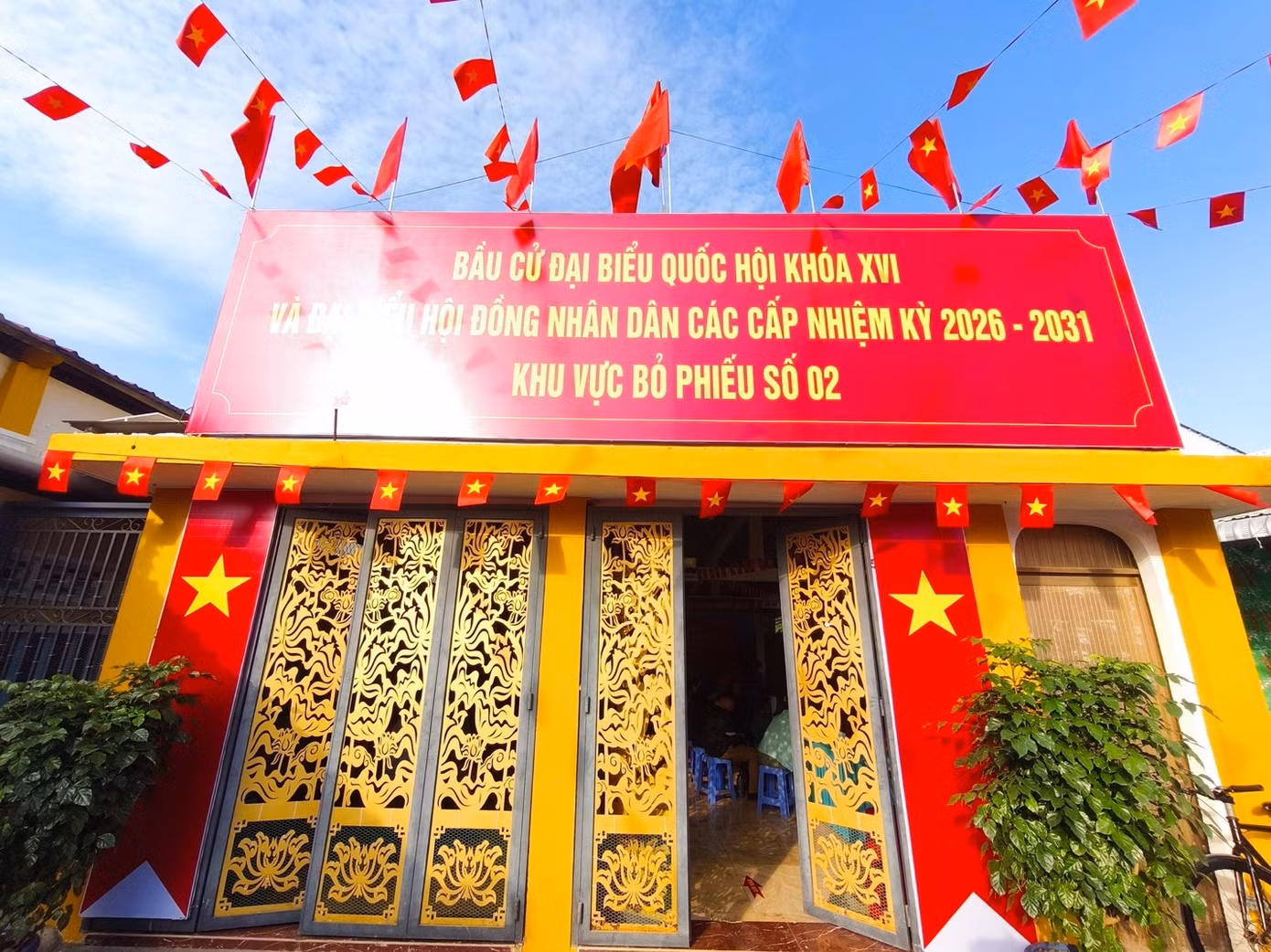 1 trong 4 khu vực bỏ phiếu trên xã đảo Thạnh An