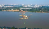 Đại công trường cầu Trần Hưng Đạo 16.000 tỷ đồng nhìn từ trên cao