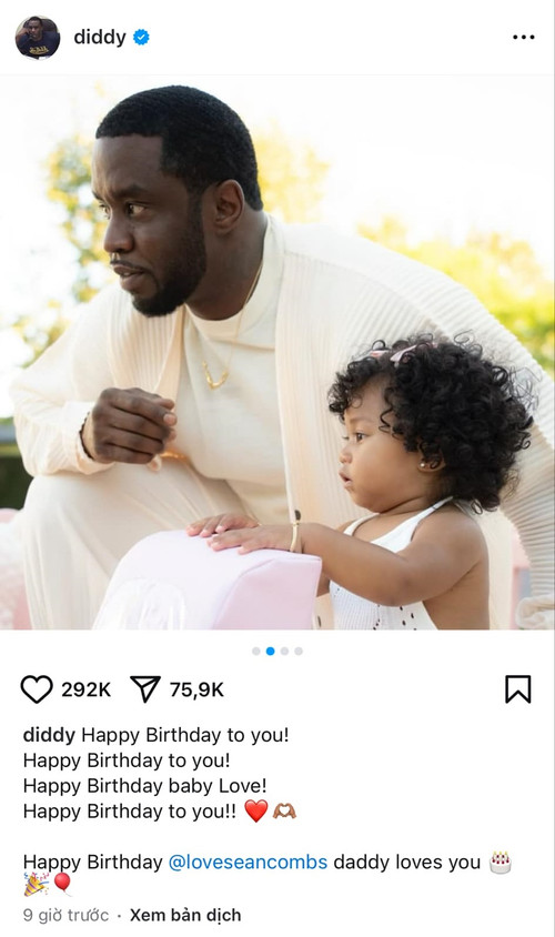 Diddy đăng lời chúc mừng sinh nhật con gái út trên Instagram. Diddy đăng lời chúc mừng sinh nhật con gái út trên Instagram.