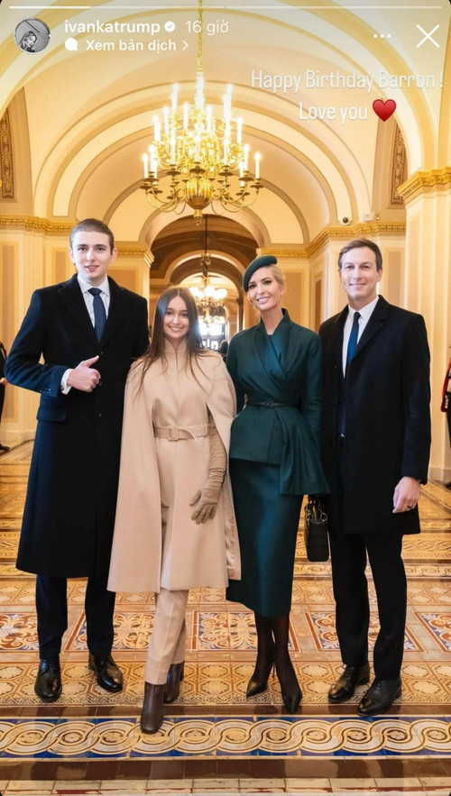 Ivanka Trump chúc mừng sinh nhật Barron Trump.