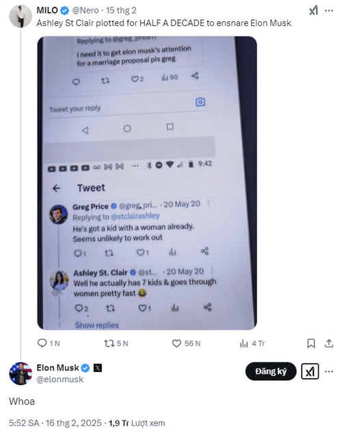 Elon Musk dường như tán đồng trước ý kiến Ashley làm trò với ông. Elon Musk dường như tán đồng trước ý kiến Ashley làm trò với ông.