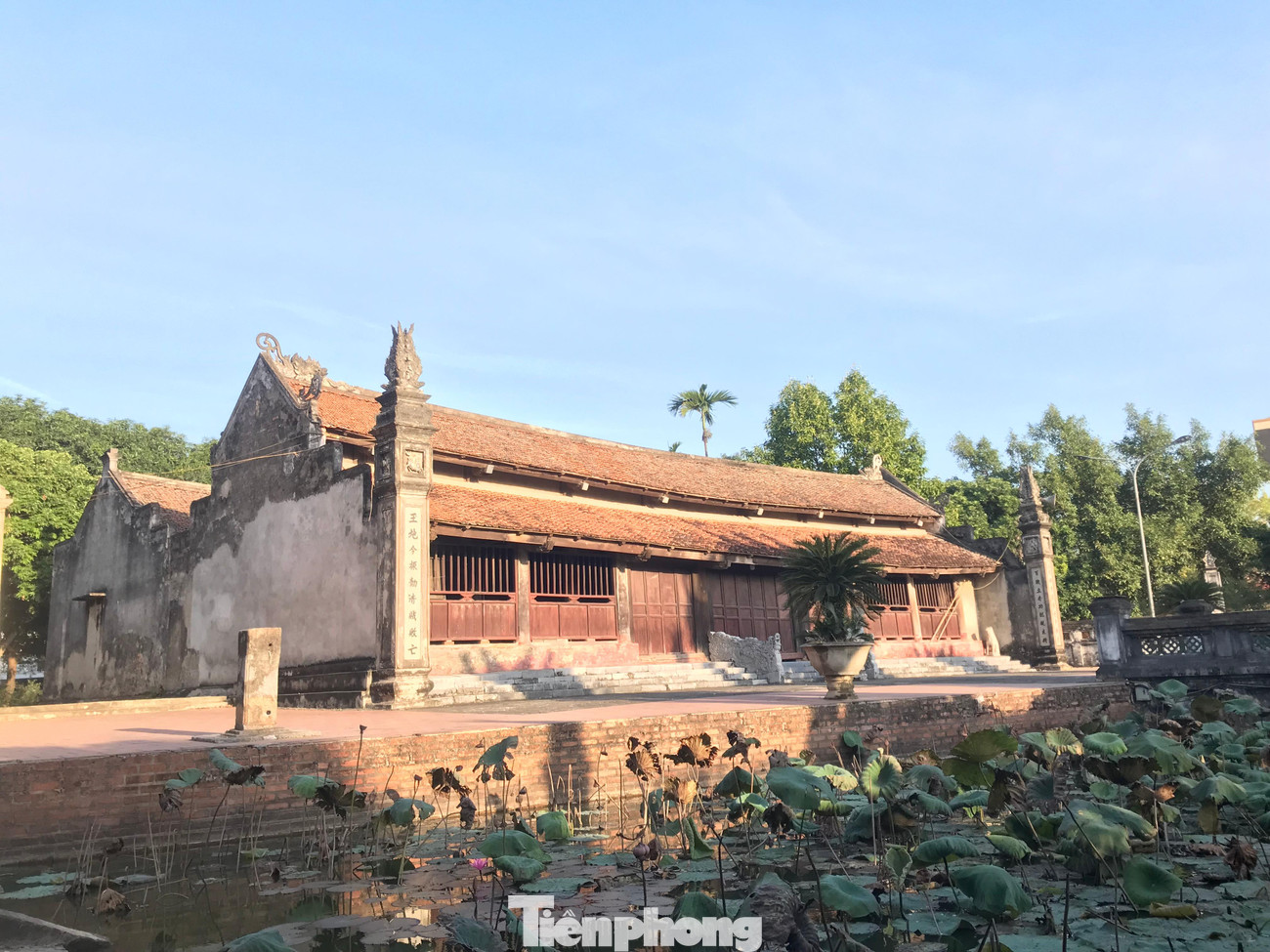 Những cấu kiện bằng gỗ của đình đều được chạm khắc tinh xảo. Đặc biệt, phía trước nhà tiền tế có đôi rồng đá nguyên khối và đôi cẩu thạch, trong đình có đôi tượng “ông Phỗng” được tạc từ đá xanh Thanh Hóa. Ngoài ra toàn bộ sàn đình, bậc thềm cũng đều được lát bằng đá xanh khối lớn.