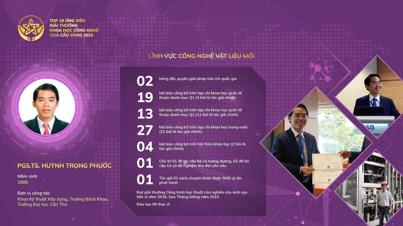 PGS.TS Huỳnh Trọng Phước, SN 1988, Khoa Kỹ thuật Xây dựng, trường Bách Khoa, ĐH Cần Thơ. PGS.TS Huỳnh Trọng Phước, SN 1988, Khoa Kỹ thuật Xây dựng, trường Bách Khoa, ĐH Cần Thơ.