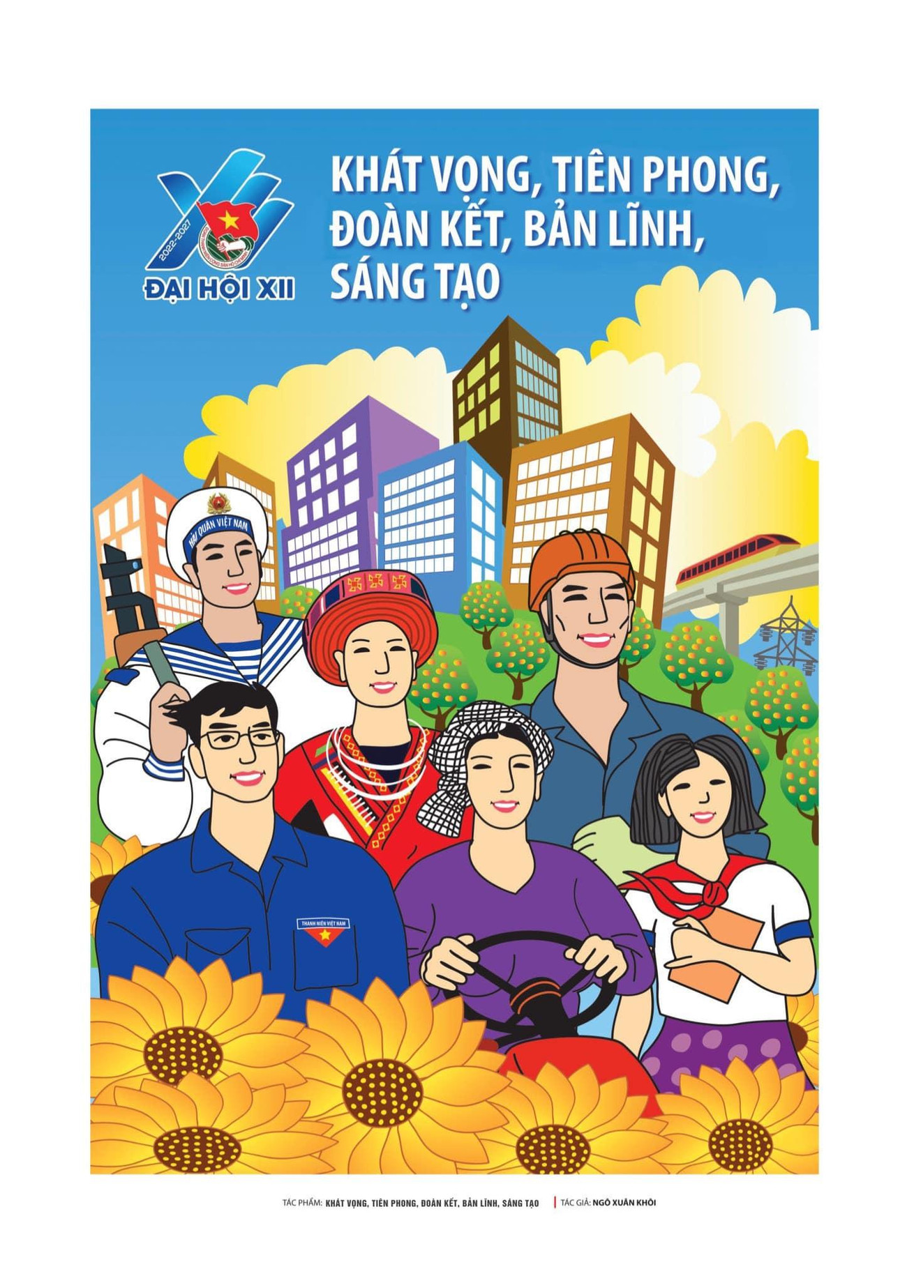 Tác phẩm: Khát vọng, Tiên phong, Đoàn kết, Bản lĩnh, Sáng tạo của tác giả Ngô Xuân Khôi.