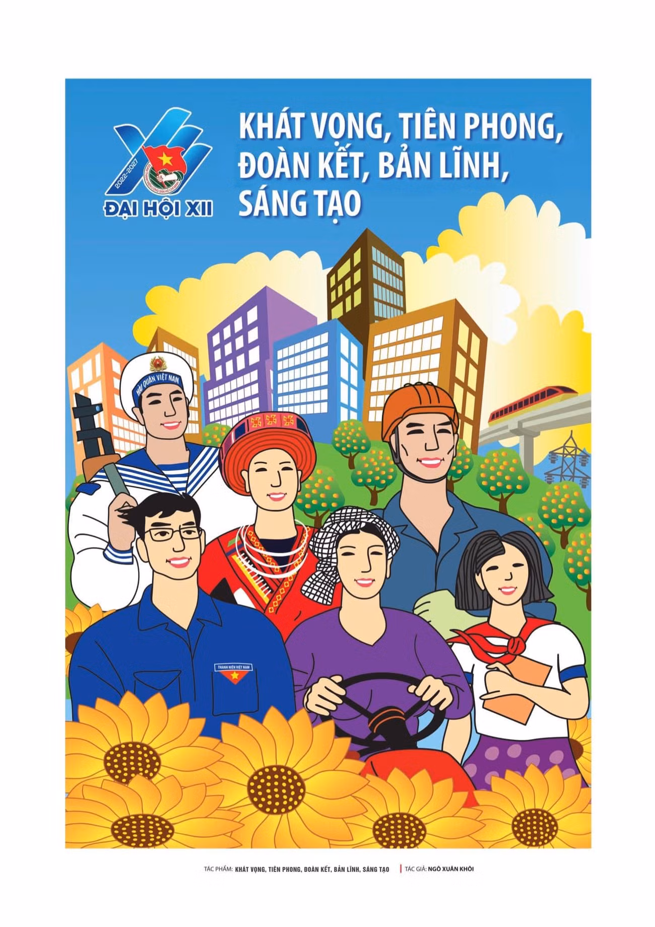 Tác phẩm: Khát vọng, Tiên phong, Đoàn kết, Bản lĩnh, Sáng tạo của tác giả Ngô Xuân Khôi.