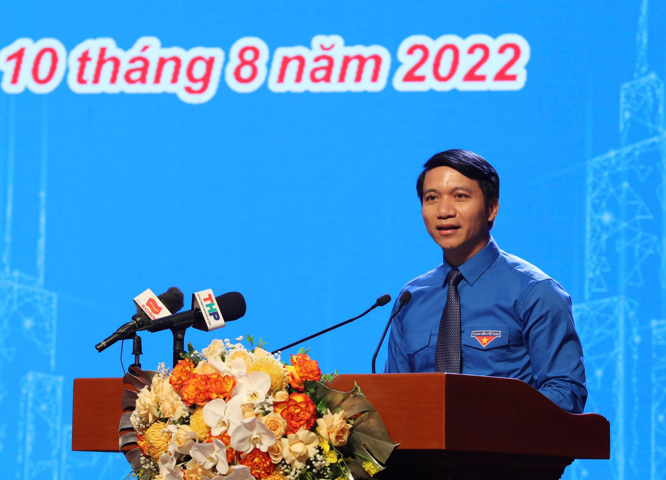 Anh Nguyễn Ngọc Lương, Bí thư Trung ương Đoàn, Chủ tịch T.Ư Hội LHTN Việt Nam phát biểu tại Đại hội. Ảnh: Như Ý