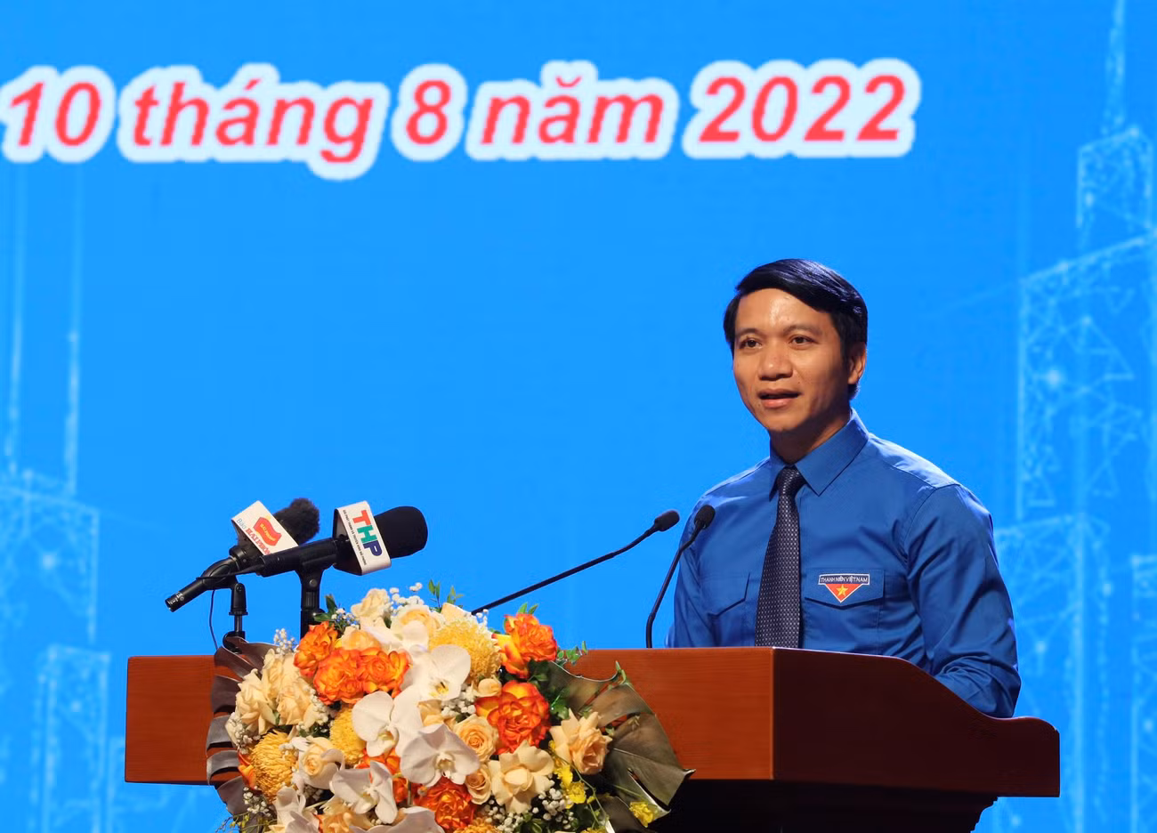 Anh Nguyễn Ngọc Lương, Bí thư Trung ương Đoàn, Chủ tịch T.Ư Hội LHTN Việt Nam phát biểu tại Đại hội. Ảnh: Như Ý