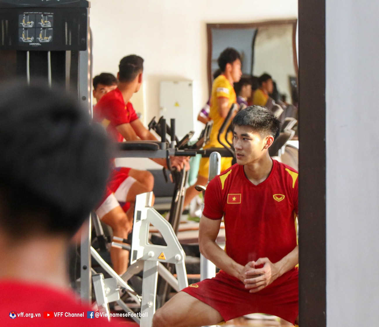 Mạnh Dũng trong phòng tập của U23 Việt Nam. (Ảnh: VFF) Mạnh Dũng trong phòng tập của U23 Việt Nam. (Ảnh: VFF)