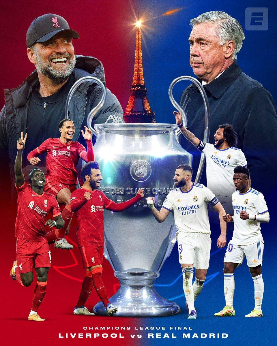 Chung kết Champions League 2021/22 sẽ diễn ra vào lúc 02h00 ngày 29/05 tại Stade de France, Paris.