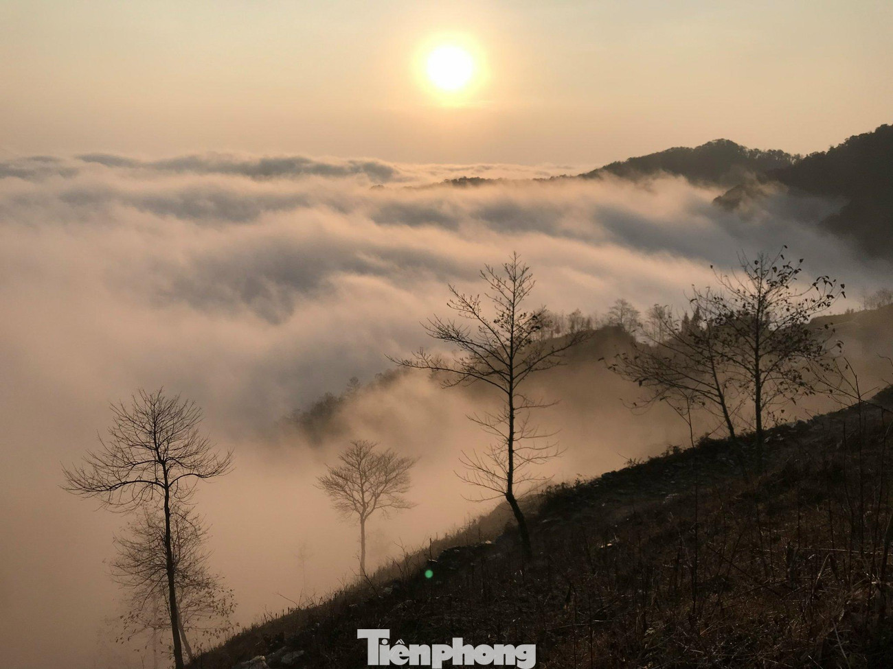 Đứng từ trên nhìn xuống, trời đất như hòa vào làm một.