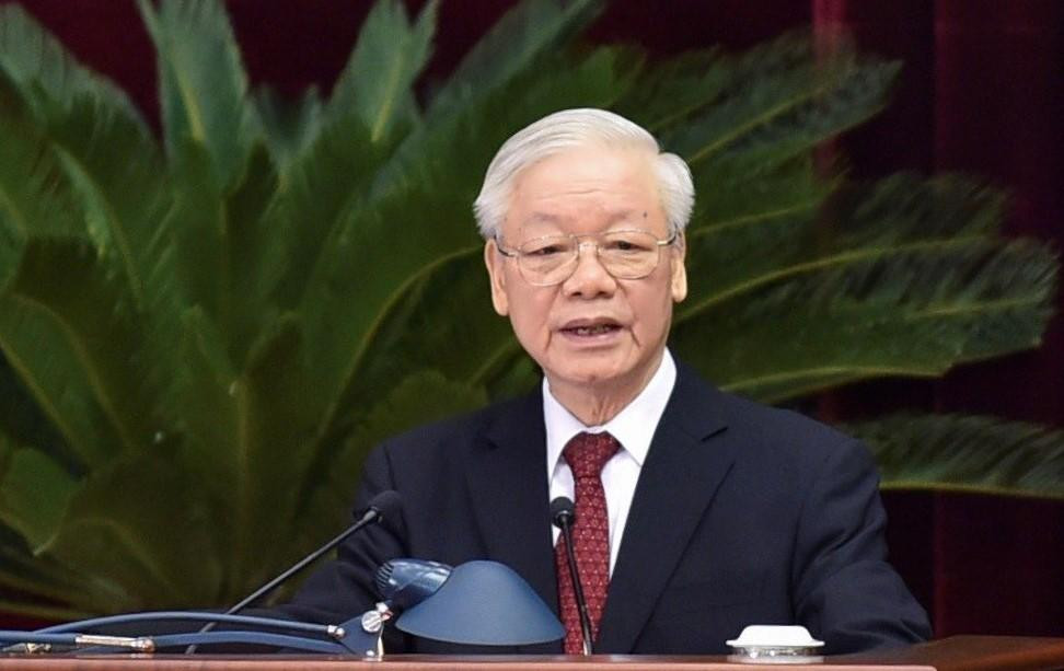 Tổng Bí thư Nguyễn Phú Trọng phát biểu khai mạc Hội nghị (Ảnh: Nhật Minh)