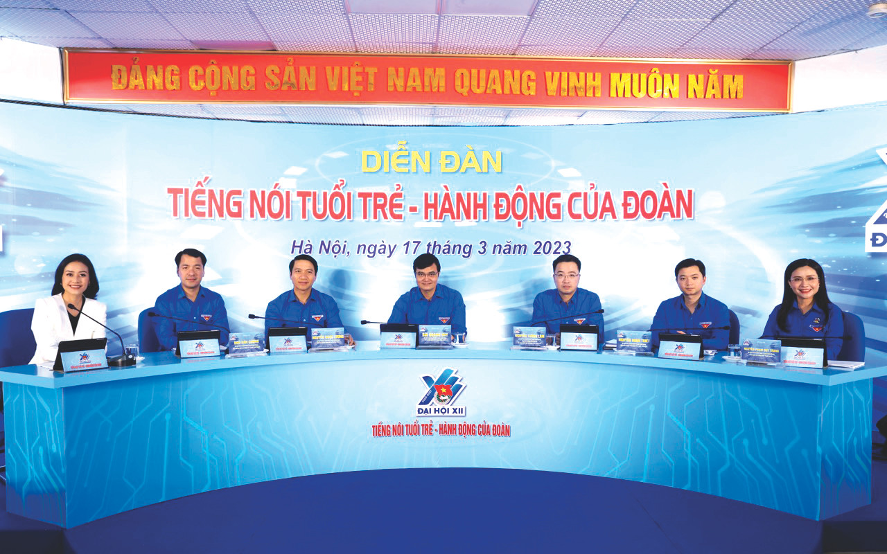 Ban Bí thư T.Ư Đoàn giao lưu, đối thoại với đoàn viên, thanh niên cả nước qua Diễn đàn “Tiếng nói tuổi trẻ - Hành động của Đoàn”. Ảnh: Như Ý