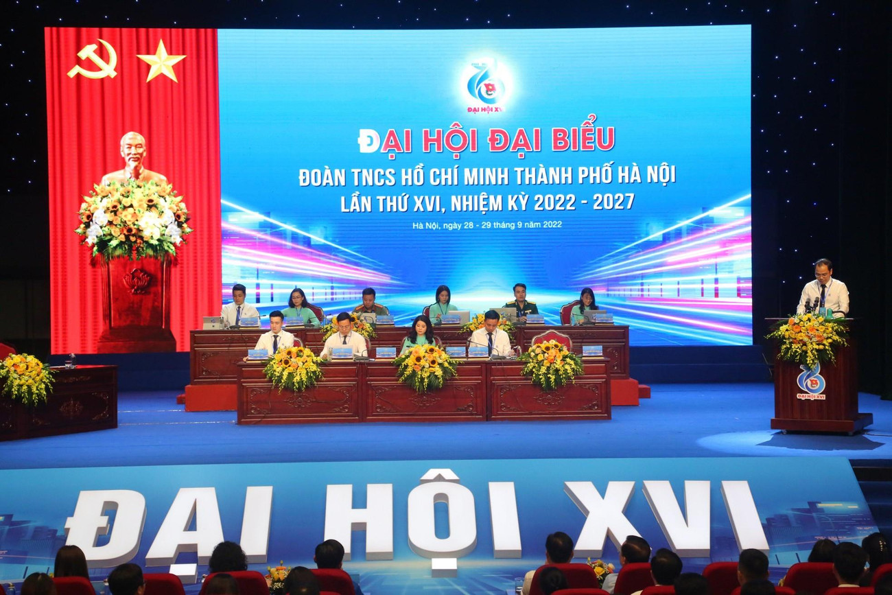 Phiên khai mạc Đại hội Đoàn TP Hà Nội lần thứ XVI, nhiệm kỳ 2022 - 2027. (Ảnh: Trọng Tài) Phiên khai mạc Đại hội Đoàn TP Hà Nội lần thứ XVI, nhiệm kỳ 2022 - 2027. (Ảnh: Trọng Tài)