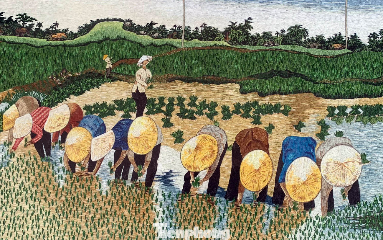 Bức tranh Nông dân cấy lúa.