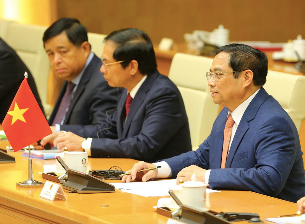 Thủ tướng Phạm Minh Chính tại cuộc hội đàm. (Ảnh: Trọng Tài) Thủ tướng Phạm Minh Chính tại cuộc hội đàm. (Ảnh: Trọng Tài)