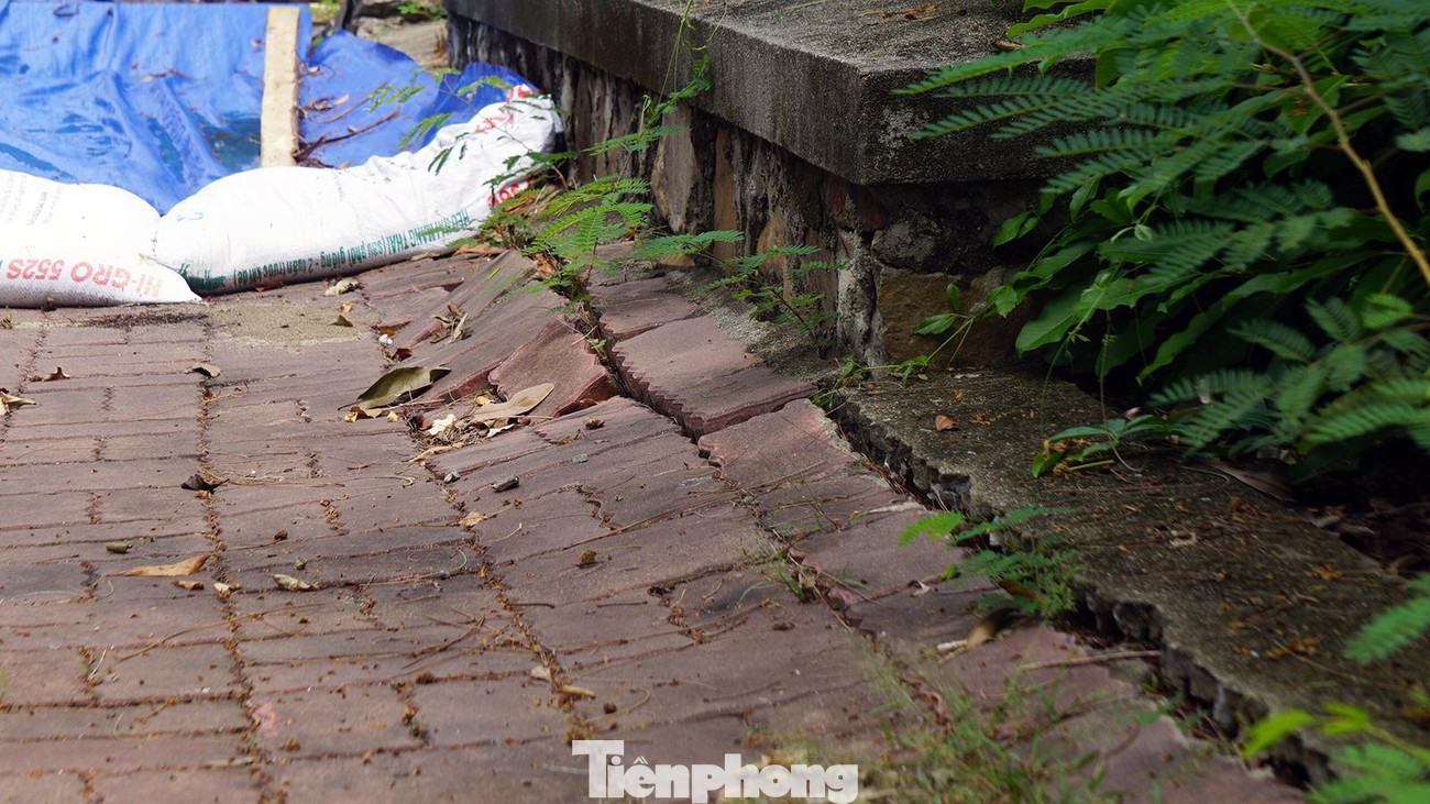 Khu vực bị sụt lún, sạt lở trên đường Hiếu Tử dài hàng chục mét. Một chiều đường nhựa bị sụt lún nghiêm trọng, các phương tiện không thể di chuyển qua. Sạt lở kéo theo các vết nứt lớn kéo dài hàng chục mét.