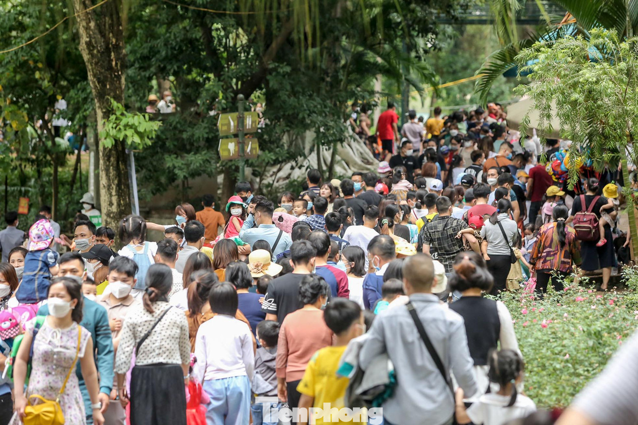 Lượng khách đổ về quá đông khiến vườn thú có thời điểm trở nên quá tải. Các lối đi trong công viên đều chật cứng người.