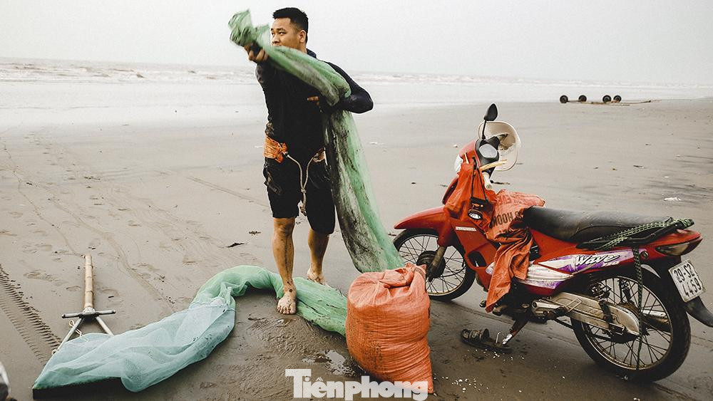 Nếu may mắn, mỗi ngày ngư dân có thể thu nhập từ 300-500 nghìn đồng. Những hôm thời tiết không thuận lợi thì chỉ cào được chút ít rồi phải đi về.